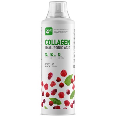 Коллаген и гиалуроновая кислота со вкусом ягодного пунша COLLAGEN+HYALURONIC ACID 4ME Nutrition 500 мл.