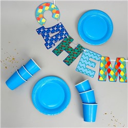 Набор бумажной посуды «С Днём Рождения!», 6 тарелок, 6 стаканов, 1 гирлянда