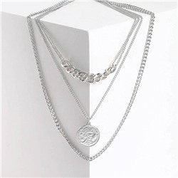 Кулон "Цепь" медальон, плотное плетение, цвет серебро, L=50 см