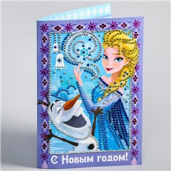 Алмазная мозаика на открытке "С Новым годом" Холодное сердце
