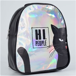 Рюкзак искусственная кожа, HI PEOPLE, кот, голография, 27 х 23 х 10 см