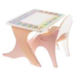 Набор мебели "Буквы-цифры": стол-парта, стул. Цвет розовый-персиковый