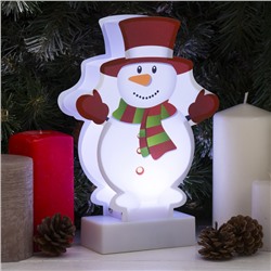 Световая картинка на подставке "Снеговик", SMD 2835, 8 LED, 3*АА (не в комплекте)