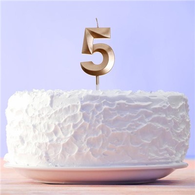 Свеча в торт цифра "5" , шампань, 3,5 х 12 см