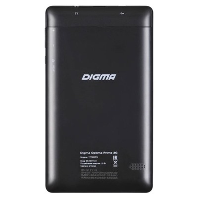 Планшет Digma Optima Prime 5, 7", 1.2ГГц, 3G, 512Мб ОЗУ, 4Гб, камера 0.3Мп, 2200мАч, черный   412805