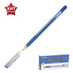 Ручка шариковая MC Gold, резиновый упор, узел 0.7мм, стержень синий
