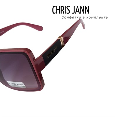 Очки солнцезащитные CHRIS JANN с салфеткой женские тёмно-розовая оправа