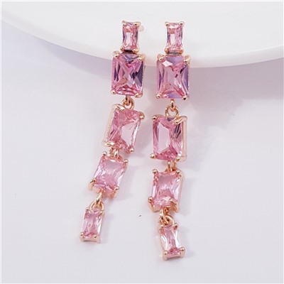 Серьги коллекция Дубай покрытие позолота розовые камни