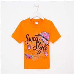 Футболка для девочки, цвет оранжевый/Sweet Style, рост 110 см