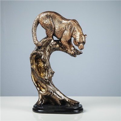 Статуэтка "Леопард на дереве", бронзовый цвет, гипс, 42 см, микс