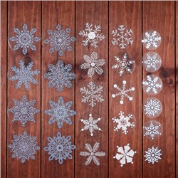 Набор наклеек новогодних на окна "Снежинки" серебро, 37 х 37 см