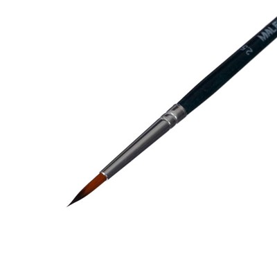 Кисть круглая, Andy, № 2,5, d-2.5 мм, L-14 мм (короткая ручка), синий лак, «Малевичъ», синтетика
