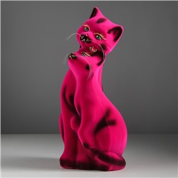 Копилка "Влюбленные кот и кошка" большая, флок, розовая
