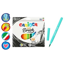 Фломастеры-кисть 20 цветов, Carioca "Super Brush", смываемые, картон, европодвес