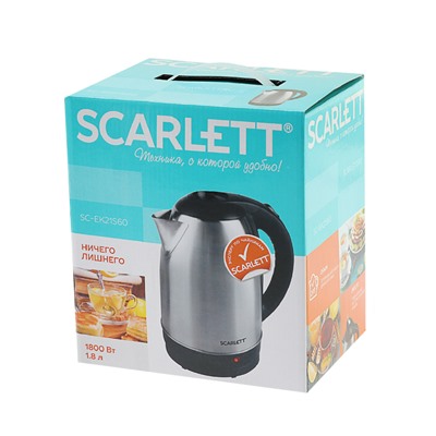 Чайник электрический Scarlett SC-EK21S60, 1800 Вт, 1.8 л, серебристый