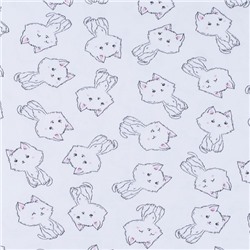 Ткань на отрез интерлок Милые котятки 5426-19 цвет белый