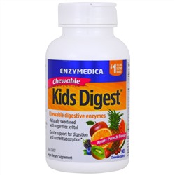 Enzymedica, Kids Digest, жевательные пищеварительные ферменты, фруктовый пунш, 90 жевательных таблеток