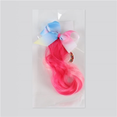 Локон накладной «Бантик», кудрявый волос, на заколке, 32 см, цвет нежно-розовый/розовый