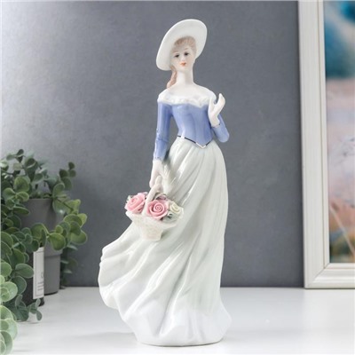 Сувенир керамика "Девушка с розами" 30x12x9,5 см