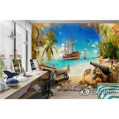 3D Фотообои «Пираты на побережье»