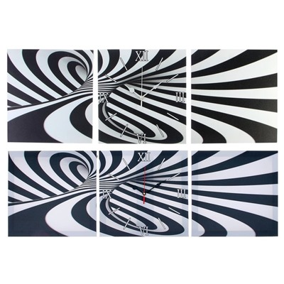 Часы настенные, модульные, серия: Интерьер, "Черно-белая абстракция", 35х110  см, микс