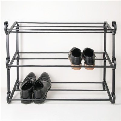 Подставка для обуви «Наоми», 3 яруса, 70×33×58 см, цвет чёрный
