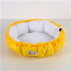 Лежанка для кошек и собак двусторонняя жёлтая, 50-30х12 см