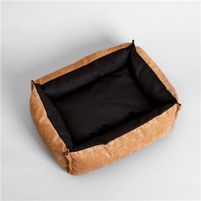 Лежанка под замшу с двусторонней подушкой,  45 х  35 х  11 см, мебельная ткань, микс цветов