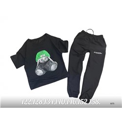 Детский костюм футболка с зайкой и брюки черный XI