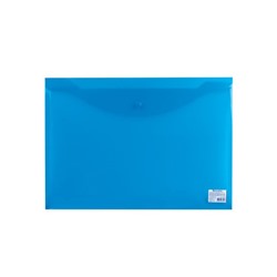 Папка-конверт на кнопке А3, 180 мкм, BRAUBERG, прозрачная, синяя