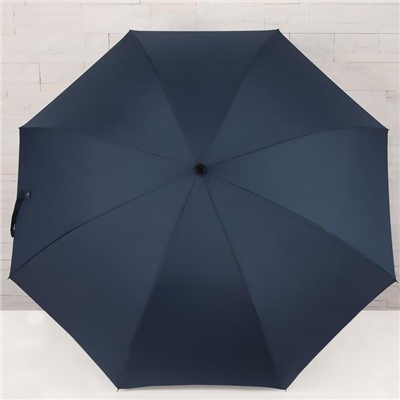 Зонт - трость полуавтоматический, 8 спиц, R = 60 см, цвет тёмно - синий