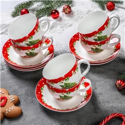 Сервиз чайный «Новогодее волшебство», 12 предметов: 6 чашек 280 мл, 6 блюдец 15 см