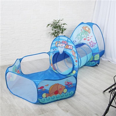 Набор детская игровая палатка + туннель + сухой бассейн «Океан», 6 × 53 × 53 см