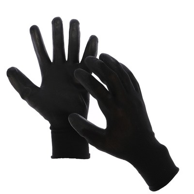 Перчатки нейлоновые, с латексной пропиткой, размер 10, чёрные