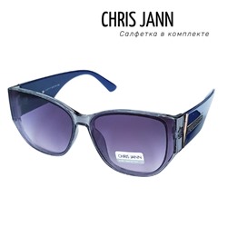 Очки солнцезащитные CHRIS JANN с салфеткой женские синие дужки