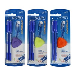 Набор шариковых ручек «Пиши-стирай» Tratto Ftratto Cancellik + ластик, синие чернила, 2 штуки, МИКС