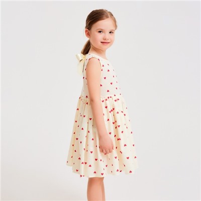 Платье для девочки MINAKU: Cotton Collection цвет бежевый, рост 104