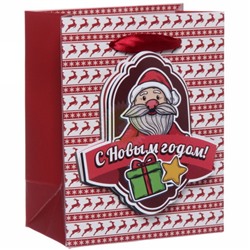 Пакет подарочный 11*14см с блестками С НГ "Дед Мороз", вертикальный