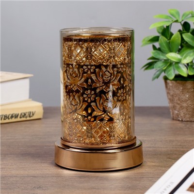 Подсвечник металл, стекло на 1 свечу "Арабеск" золото 18х12х12 см