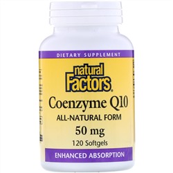 Natural Factors, Коэнзим Q10, 50 мг, 120 мягких таблеток