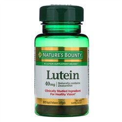 Nature's Bounty, Лютеин, 40 мг, 30 мягких желатиновых капсул с быстрым высвобождением
