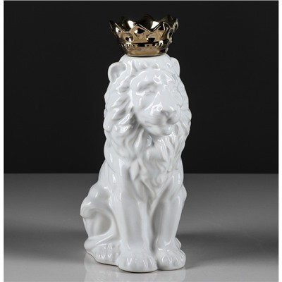 Статуэтка "Лев с короной" белая