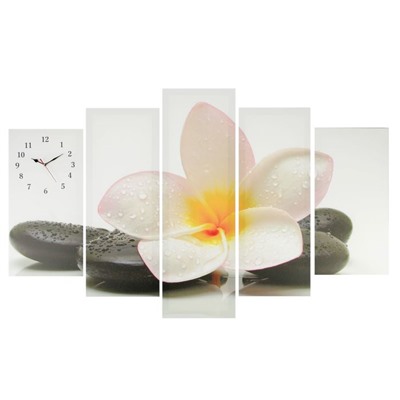 Часы настенные модульные «Цветок на камне», 80 × 140 см