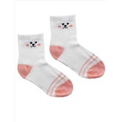 Детские носки 3-5 лет 15-18 см  "Розовый зая" Белые с рожицей
