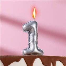 Свеча в торт "Шары", цифра 1, серебро, 7 см