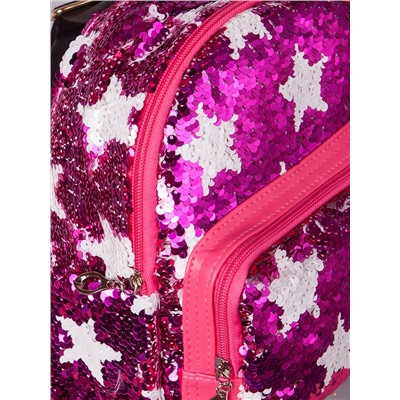 Рюкзак для девочки с пайетками, звезды, малиновый