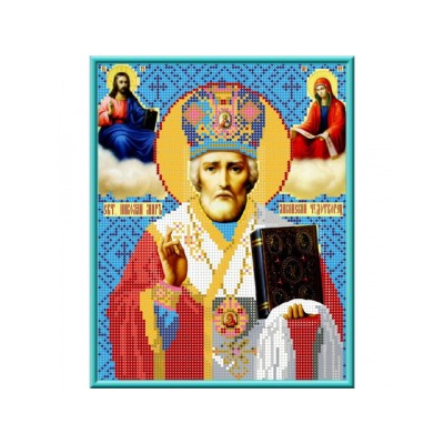 Ткань-схема для вышивания бисером "Икона Святой Николай" А4 (кби 4005)