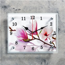 Часы настенные, серия: Цветы, "Бело-сиреневые цветы", 20х25  см, микс