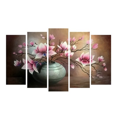 Картина модульная на подрамнике "Цветы в вазе"  2шт-25*71; 2шт-25*63; 1шт-25*80  125*80 см