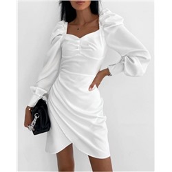 Платье барби плечи фонарики белое O114